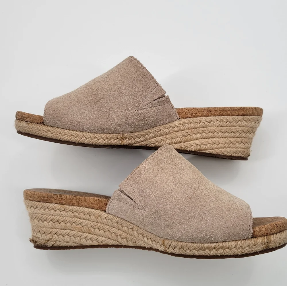 Ugg Danes Wedge Suede Leather Espadrille  Fringe Sandal 6